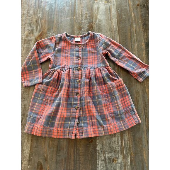 Hanna Andersson Size 100 US 4 Plaid Long Sleeve Dress Button Front Large Pockets - Picture 9 of 9